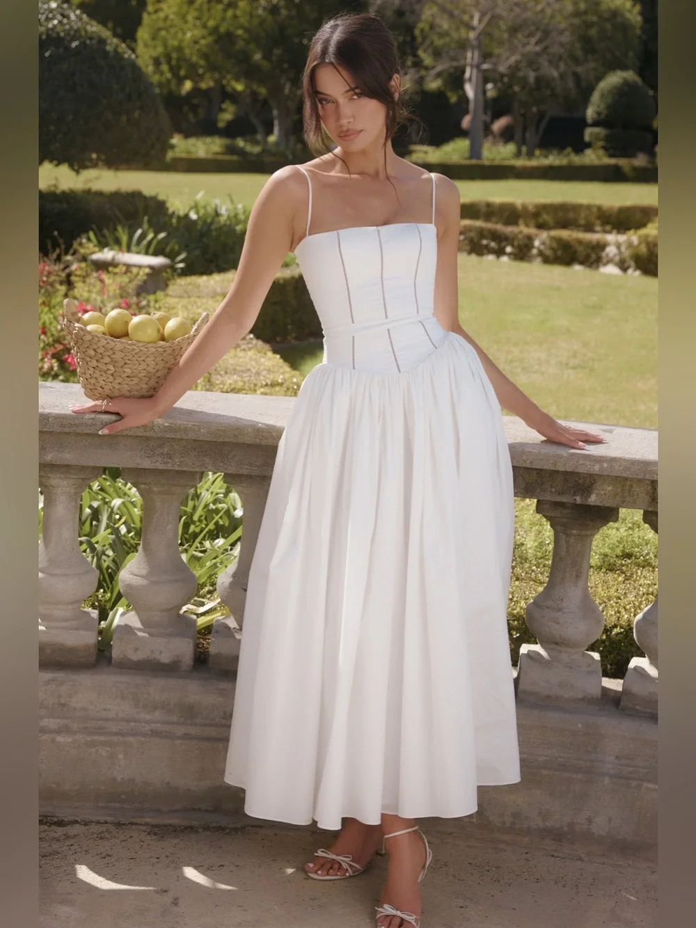 House of CB YSABELLA White Cotton Maxi Sundress, Size Medium, $299 - Picture 1 of 15